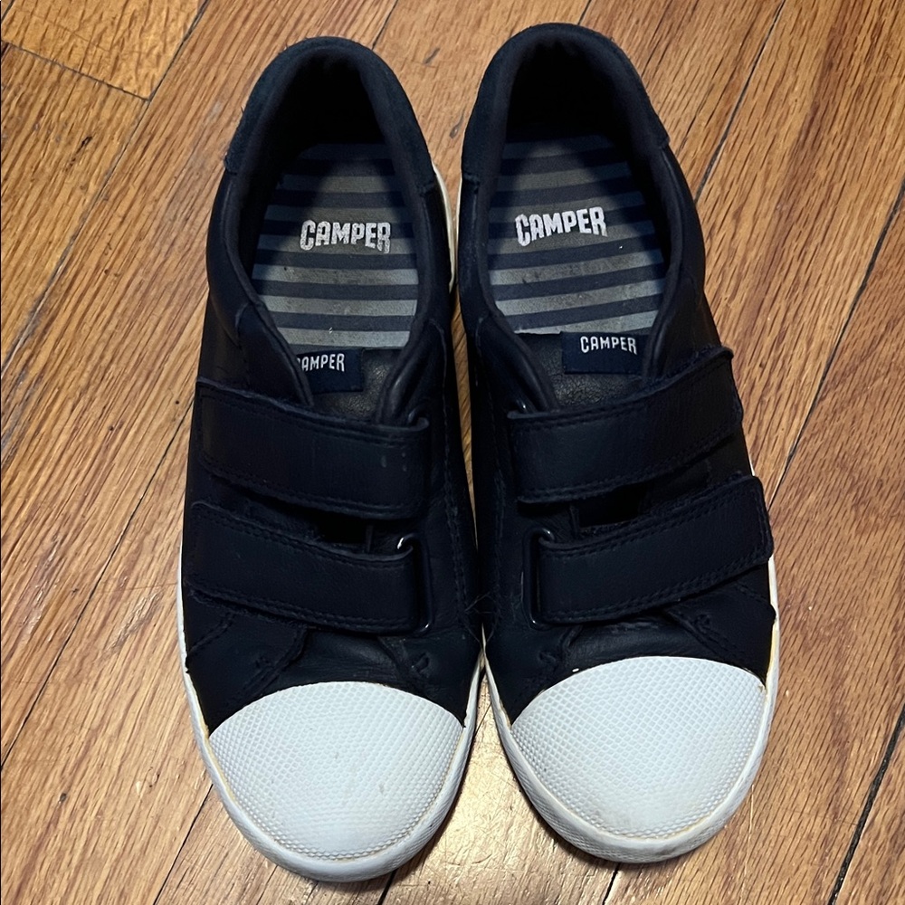 Camper Kids Black Sneakers with White Toe Caps